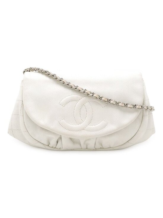 Chanel Handbags - Chanel Half Moon CC Logo Chain Wallet Shoulder Bag Pochette Caviar Leather